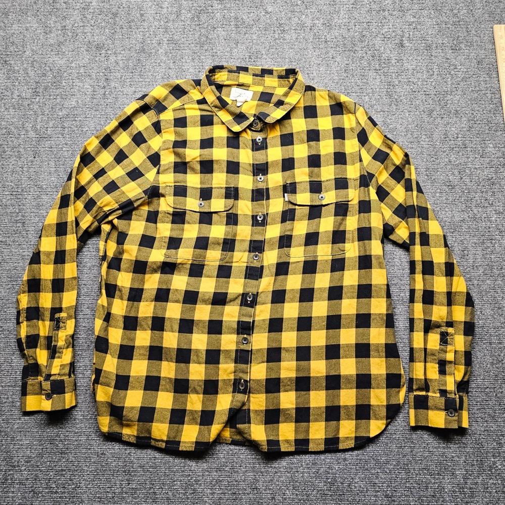 Levis Mens XL Yellow Black Buffalo Plaid Flannel Button Up Shirt 51712-0008